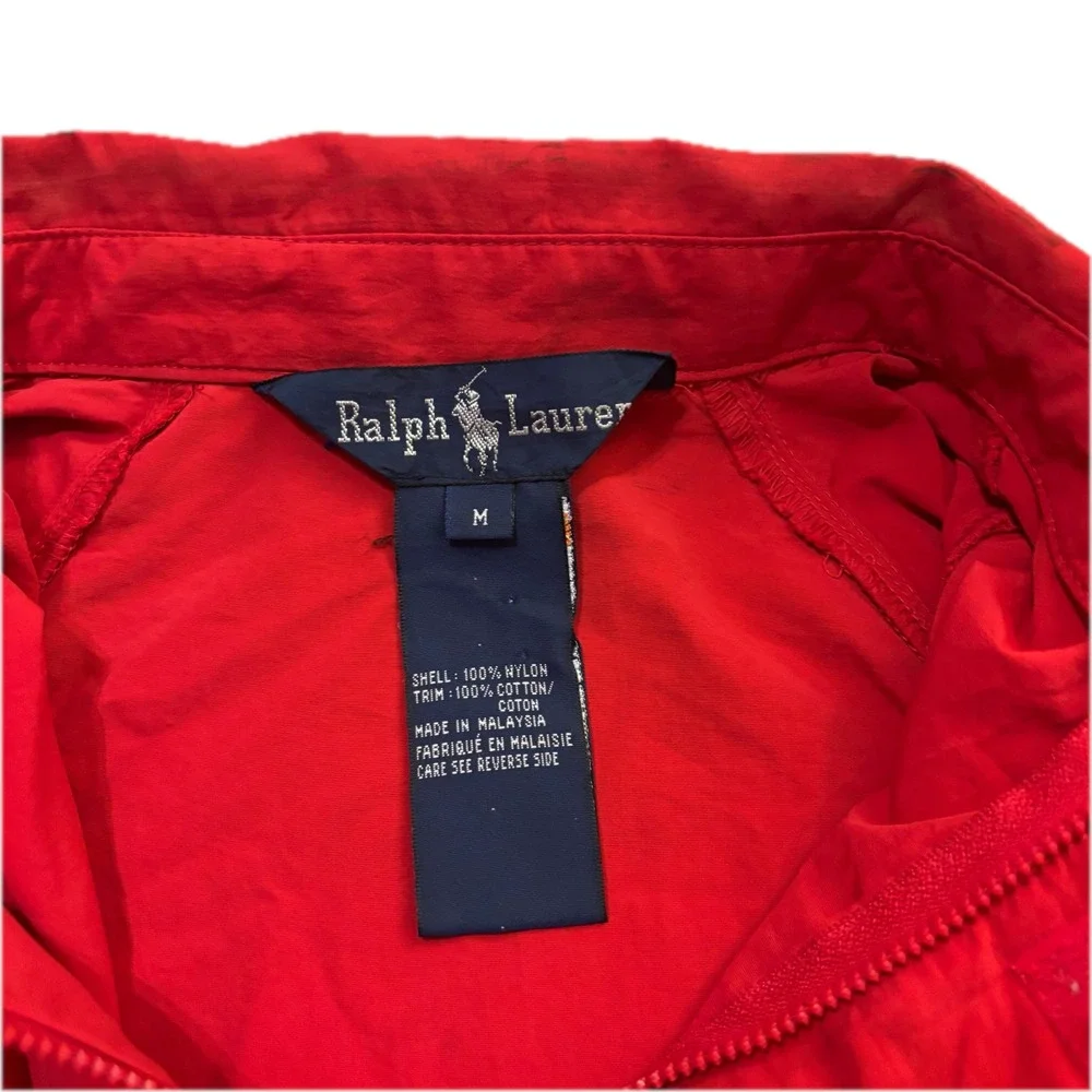 Polo Ralph Lauren Mens Red Nylon Pullover Windbreaker Jacket Size M Quarter Zip